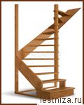 Деревянная межэтажная лестница ЛЕС-01 левозаходная  (поворот 180 градусов)