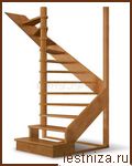Деревянная межэтажная лестница ЛЕС-01 правозаходная  (поворот 180 градусов)
