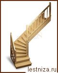 Деревянная межэтажная лестница ЛЕС-02 левозаходная (поворот 90 градусов)