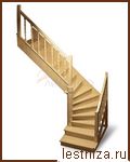 Деревянная межэтажная лестница ЛЕС-02 правозаходная (поворот 90 градусов)