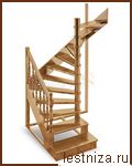 Деревянная межэтажная лестница ЛЕС-03 левозаходная (поворот 180 градусов)