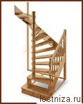 Деревянная межэтажная лестница ЛЕС-03 правозаходная (поворот 180 градусов)