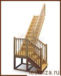 Деревянная межэтажная лестница ЛЕС-04 левозаходная (поворот 90 градусов)