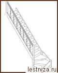 Деревянная межэтажная лестница ЛЕС-07 правозаходная (поворот 90 градусов)